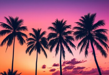 Naklejka premium spectacular palm tree silhouette standing out front soft pastel colored sky, tropical, exotic, serene, landscape, tranquil, dusk, vibrant, contrast, beautiful, twilight