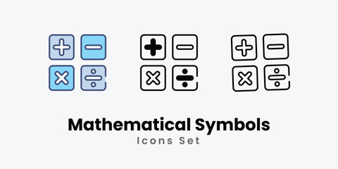 Mathematical Symbols icons vector set stock illustration