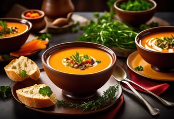 rich creamy bisque soups smooth texture savory flavors gourmet dining experience, seafood, lobster, flavorful, elegant, luxurious, appetizing, delicious