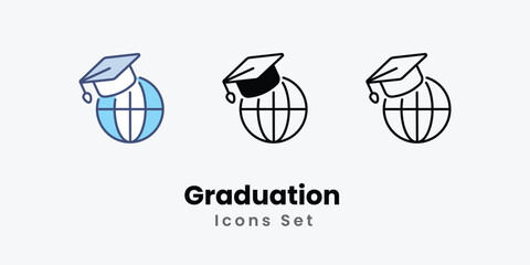 Graduation icons vector set stock illustration 