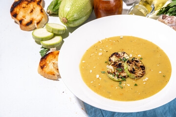 White zucchini or vegetable marrow cream soup