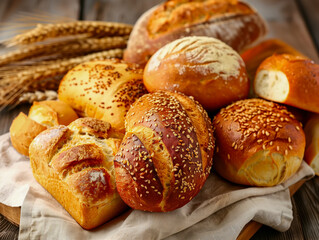 Fototapeta premium Fresh fragrant bread on the table