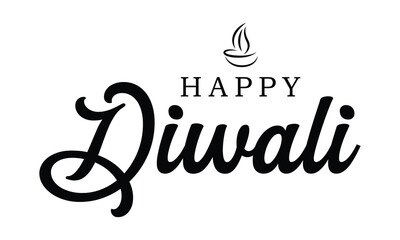 Happy Diwali cursive font design, Diwali Festival vector, Deepavali design	