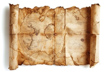 Fototapeta premium Vintage map backgrounds document white background.