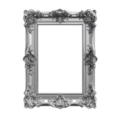 White floral frame isolated on white background, transparent background, transparent frame interior