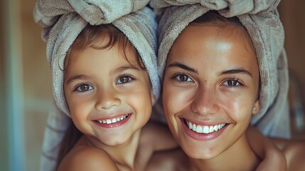 A mother and daughter are enjoying a pampering spa day together, bonding over relaxation and self-care. The concept of maternal bonding and wellness is portrayed in this scene.