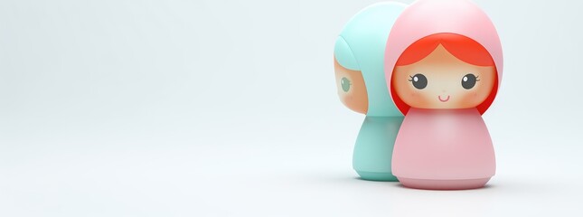 Fototapeta premium 3d rendering of a cute matryoshka doll in white background