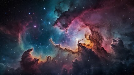 Fototapeta premium Vibrant Nebula in Outer Space with Bright Colors