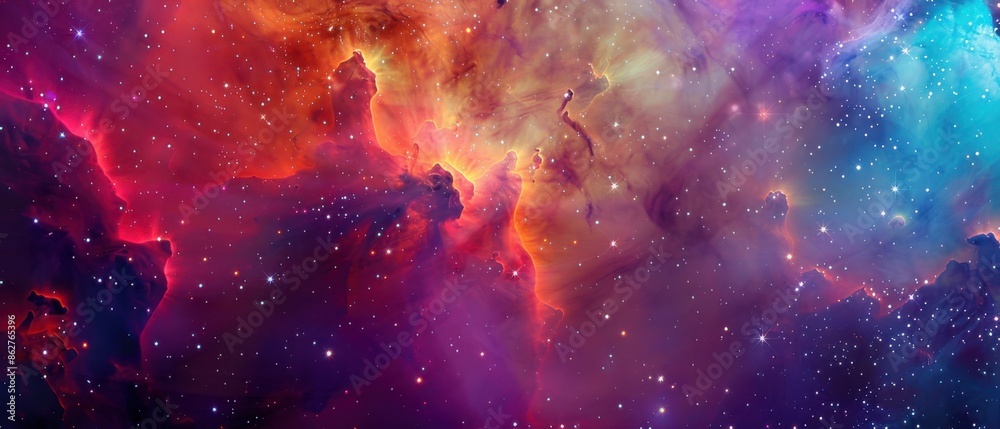 Wall mural vibrant galactic clouds with stars and nebulae in the expansive universe