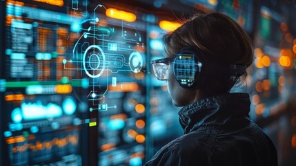 Futuristic coal mining  advanced tech and transformation at site with engineer in protective gear