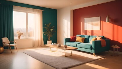 Fototapeta premium Photo interior modern design room 3d illustration