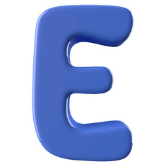 Blue 3D Font Letter E uppercase