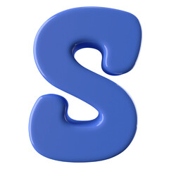 Blue 3D Font Letter S uppercase
