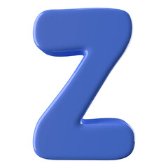 Blue 3D Font Letter Z uppercase