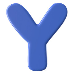 Blue 3D Font Letter Y uppercase