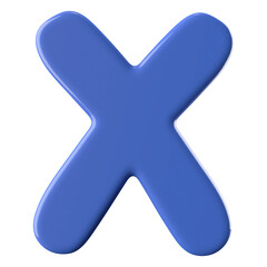 Blue 3D Font Letter X uppercase