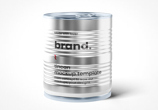 Silver Conserve Tin Can Mockup