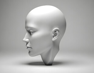 3d rendered illustration of a white head sculpture