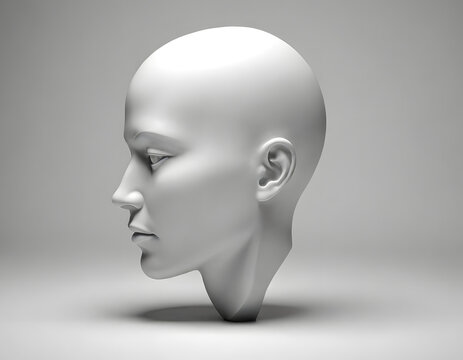3d rendered illustration of a white head sculpture