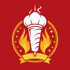 Vector art of a kebab restaurant logo icon illustration 