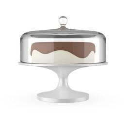 Glass cake stand on white background. 3d illustration.