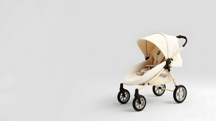 Baby stroller on white background