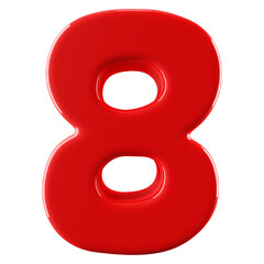 Red 3D Number 8