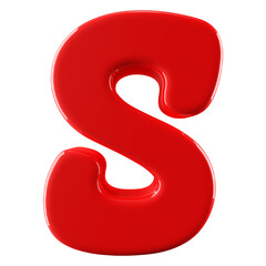 Red 3D Font Letter S uppercase