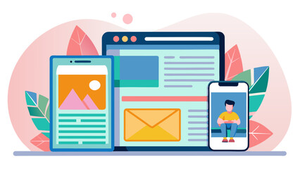 Modern Digital Devices and User Interface Illustration