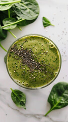 Obraz premium Spinach Shake with Chia Seeds in Glass