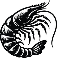 shrimp fish silhouette vector illustration