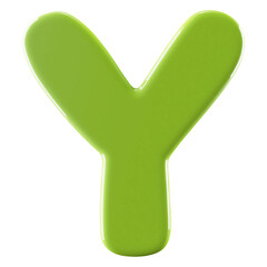 Green 3D Font Letter Y uppercase