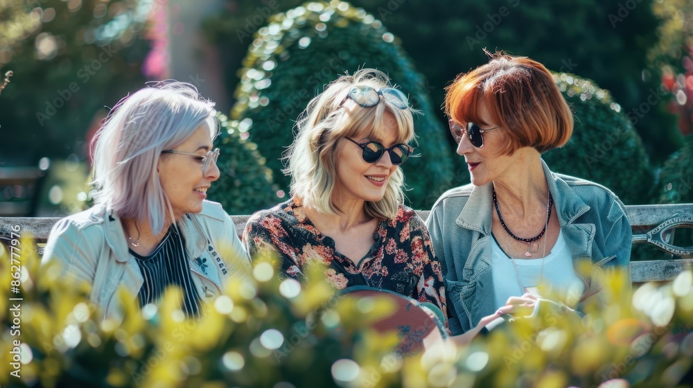 Wall mural The women on park bench