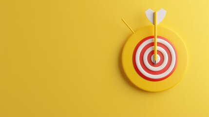 A simple and elegant yellow target design, perfect for concepts related to goals, success, and achievement. The image includes plenty of copy space for customization.