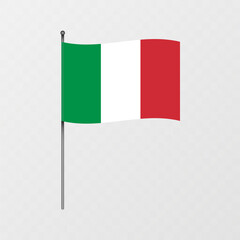 Italy flag on flagpole. Vector illustration.
