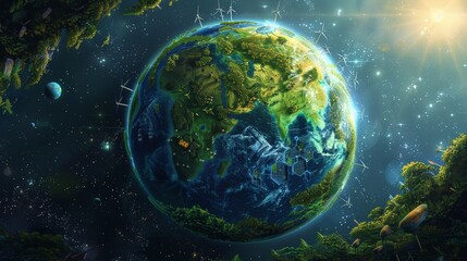 Sustainable Earth with Renewable Energy in Cosmic Setting