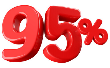 95 Percent Off Sale Red Number 3D Render