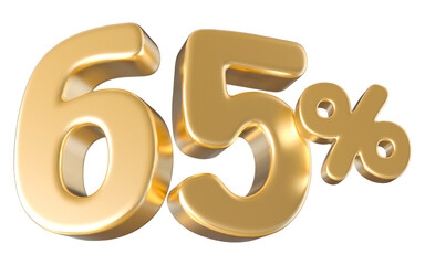 65 Percent Off Sale Gold Number 3D Render