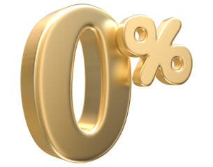 0 Percent Gold Number 3D Render
