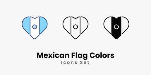 Mexican Flag Colors icons vector set stock illustration