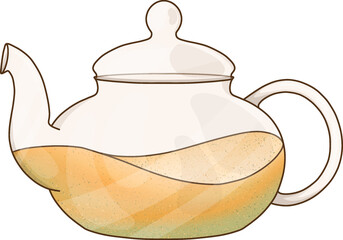 Green mint tea with oranges in glass teapot