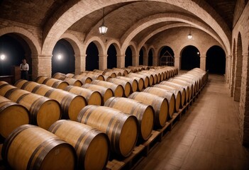 wine cellar with barrels