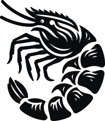 shrimp fish silhouette vector illustration