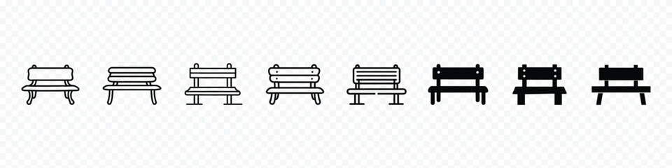 bench icon, Bench icon collection. Simple illustration of park bench vector icon, bench icon vector icon.  wooden park chair icons, Wooden bench icons