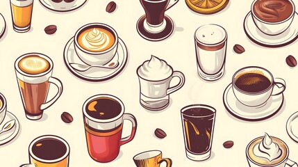 Coffee seamless pattern