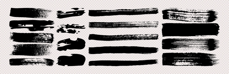 Fototapeta premium Set of black grunge brush strokes