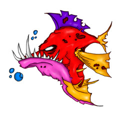 Deep ocean fish cartoon