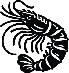 shrimp fish silhouette vector illustration