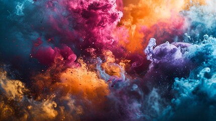 Colorful powder being thrown into the air at a festive celebration.