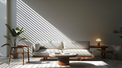 Nostalgic Mid-Century Modern Interior with Natural Sunlight